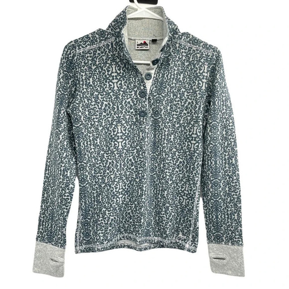 Kavu Tops - Kavu Women's Size S Lopez Long Sleeve Mock Neck Shirt Top Thumb Holes Button